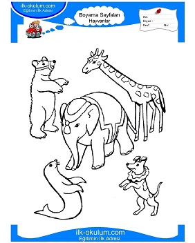 Çocuklar İçin Sirk Hayvanları Boyama Sayfaları 